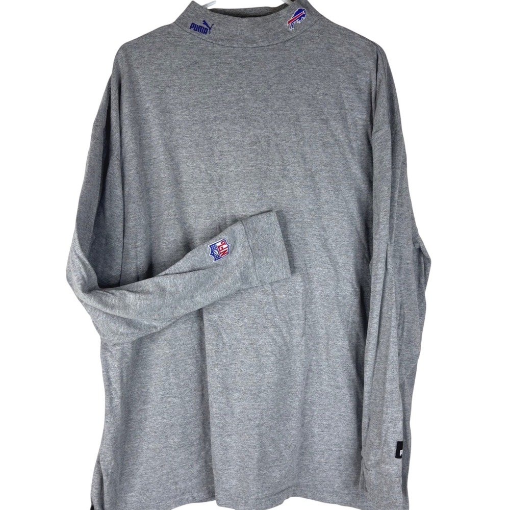 Puma Buffalo Bills Shirt XL Gray Cotton Mock Neck Long Sleeve NFL P203A Mens